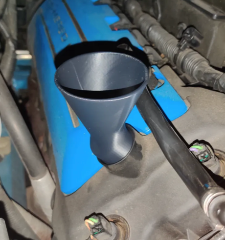 Angled Ford Coyote Oil Fill Funnel