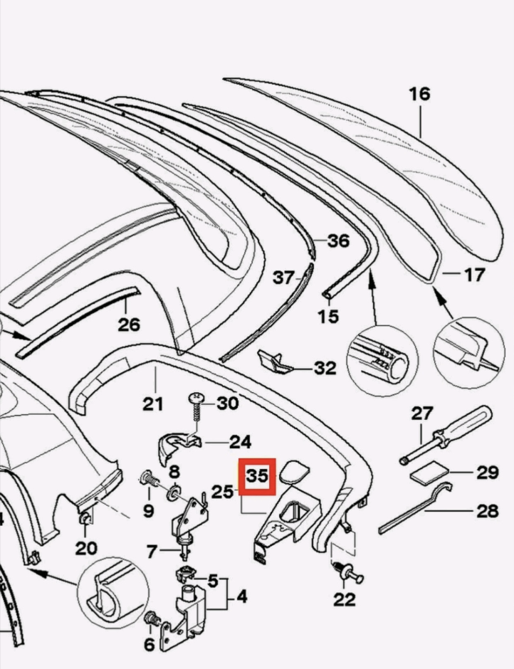 (1996–2002) BMW Z3 Hardtop Lock Cover