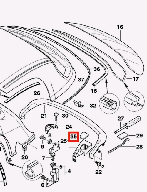(1996–2002) BMW Z3 Hardtop Lock Cover